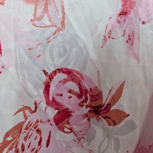 Oscar de la Renta Watercolor Rose Satin Bodoir Lingerie Robe M - Picture 6 of 11